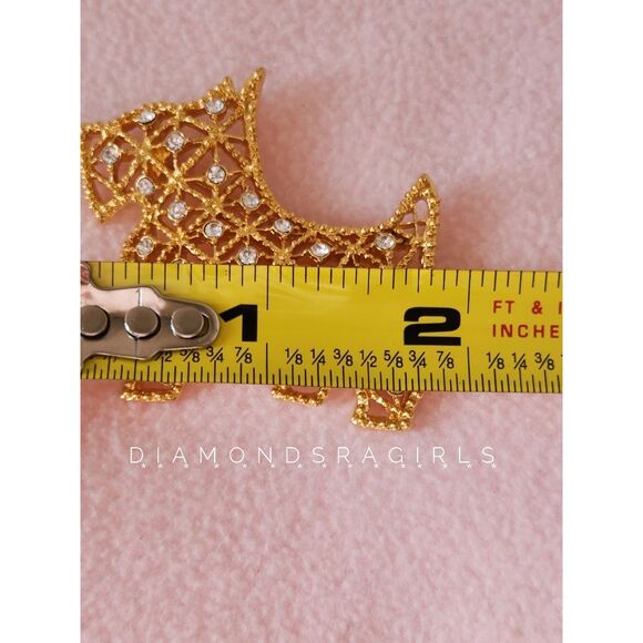 Westie West Highland or Scottish Terrier Brooch Pin Gold & Crystals - Picture 6 of 14